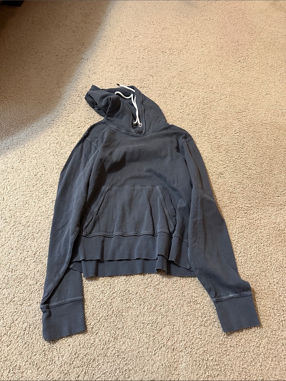 Athleta Charcoal Layered-Hem Hooded Pullover